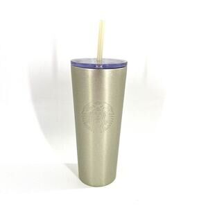 Starbucks Brushed Silver Metallic 2018‎ Holiday Stainless Steel Tumbler 24oz